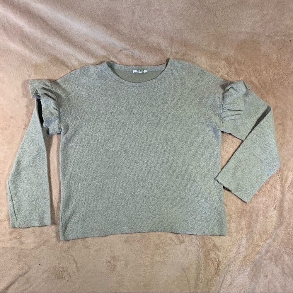 Zara Trafaluc Butterfly Sleeve Pullover Sweater Grey Womens L Cotton Blend